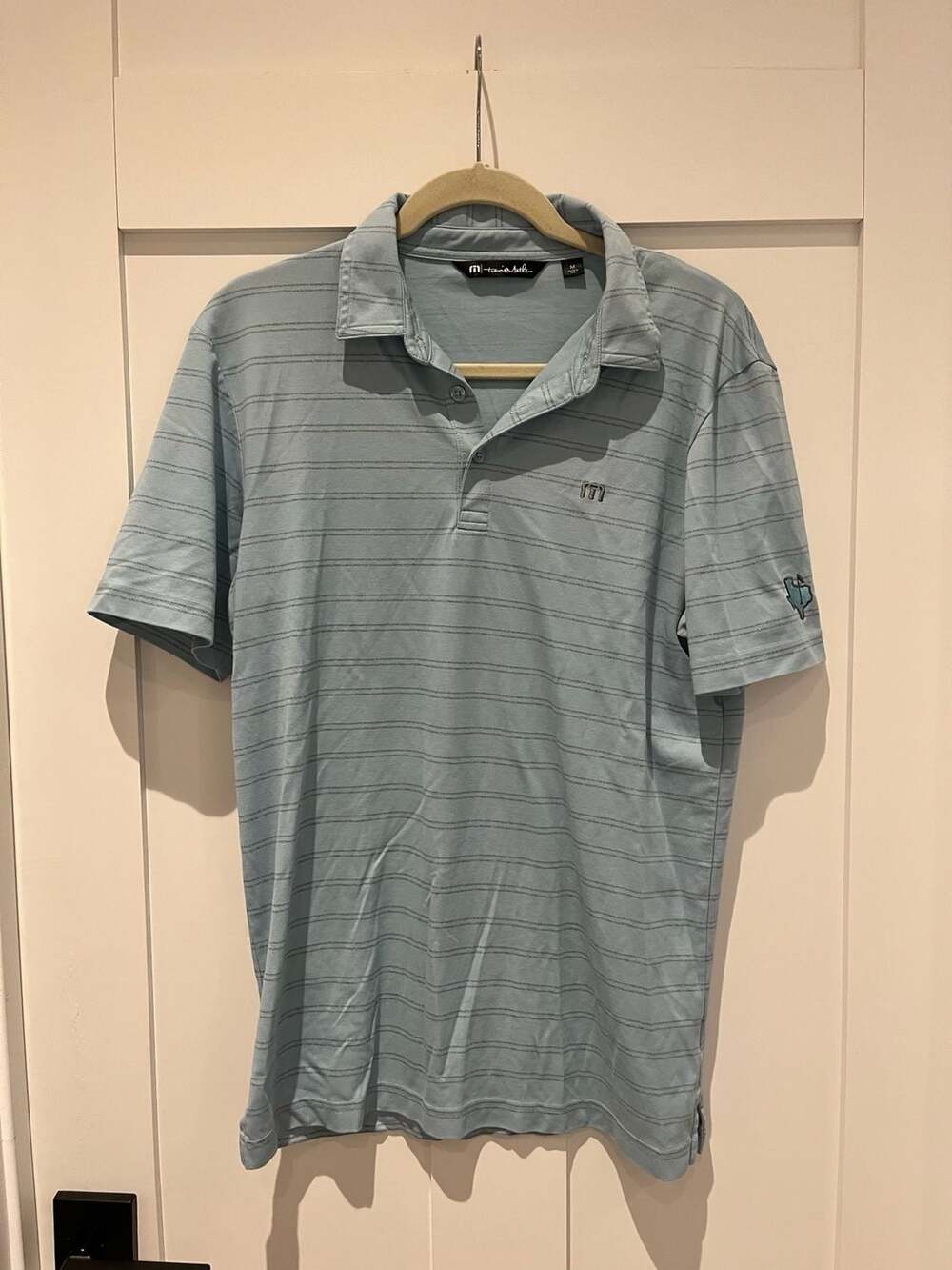 TravisMathew Men's Striped Golf Polo with Texas State Embroidery